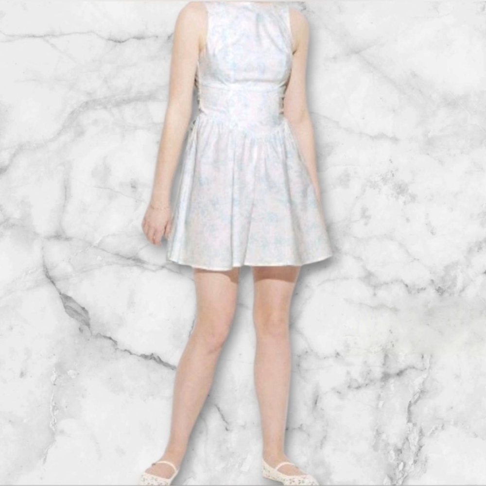 Wild Fable White And Light Blue Mini Dress